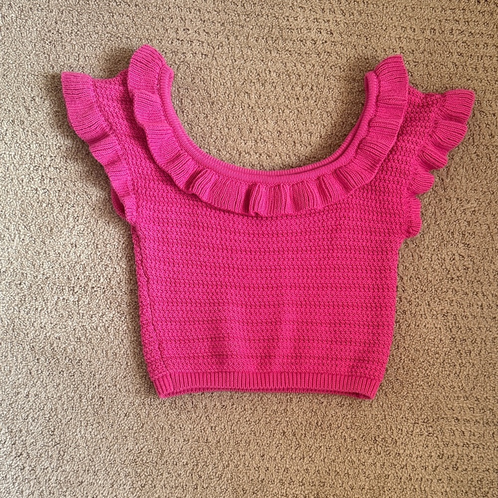 H&M Pink Ruffled Knit Top